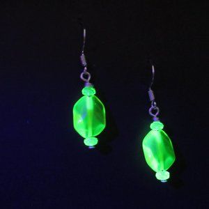 Uranium glass vintage bead earrings